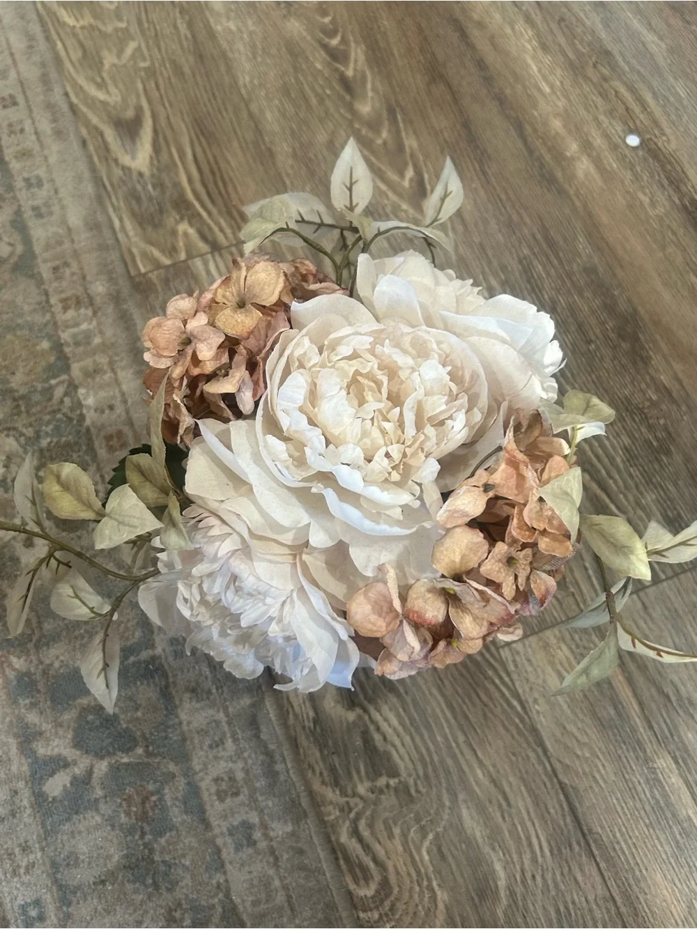 Elegant White and Blush Faux Peony & Hydrangea Arrangement - Home Accents